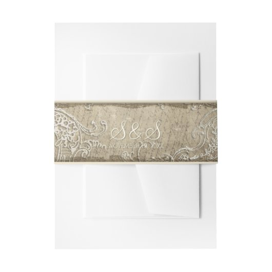 Vintage Elegance Wedding Toile Einladung Bündner B Einladungsbanderole (Vorderseite Beispiel)