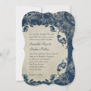 Vintage Elegance Wedding Toile Floral Damask Einladung