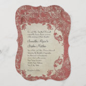 Vintage Elegance Wedding Toile Floral Damask Einladung (Vorne/Hinten)