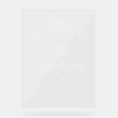 Vintage Elegance White Bow Wedding Willkommen Acrylschild (Vorderseite)