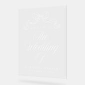Vintage Elegance White Bow Wedding Willkommen Acrylschild (Winkel)