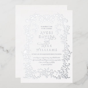 Vintage Elegane Silver Blume Frame Wedding Folieneinladung