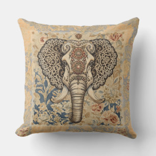 Vintage Elegant, Antiker Elefant, Pfirsich Blau Be Kissen