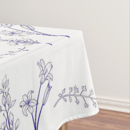 Vintage Elegant Blue Floral Pattern Spring Tischdecke