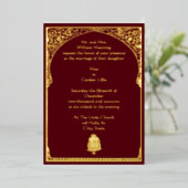 Vintage Elegant Border & Ganesh Indian Wedding Folieneinladung (Stehend vorne)