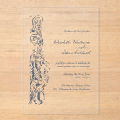 Vintage Elegant Border Wedding Acrylic Invitation Acryleinladungen (Vorderseite)