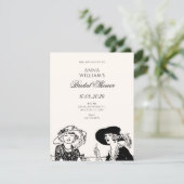 Vintage elegant bridal shower einladung (Stehend Vorderseite)