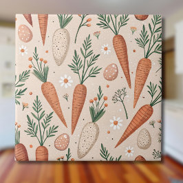 Vintage Elegant Carrots with Blossoms and Tiny Egg Fliese