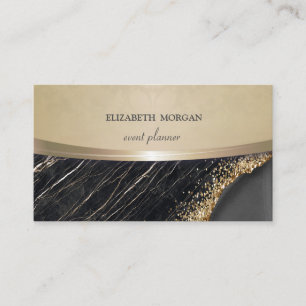 Vintage Elegant, Chic, Floral Schwarzer Marmor Visitenkarte