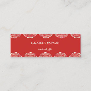 Vintage Elegant, Chic, Rot, Weiß Spitze Mini Visitenkarte