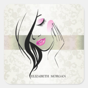 Vintage Elegant, Chic, Spitze, Mädchen Silhouette Quadratischer Aufkleber