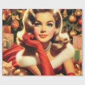 Vintage Elegant Christmas Girl Geschenkpapier (Flach)