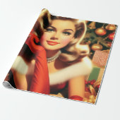 Vintage Elegant Christmas Girl Geschenkpapier (Ungerollt)