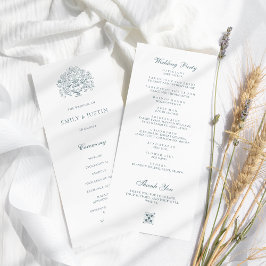 Vintage Elegant Dusty Blue Baroque Wedding Programm