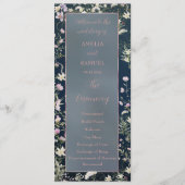 Vintage Elegant Dusty Blue Floral Wedding Programm (Vorderseite)