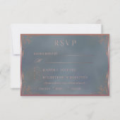 Vintage Elegant Dusty Blue Floral Wedding RSVP (Vorderseite)