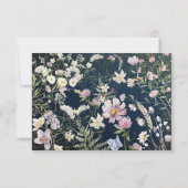 Vintage Elegant Dusty Blue Floral Wedding RSVP (Rückseite)