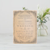 Vintage Elegant Filigree Frame Border Wedding Einladung (Stehend Vorderseite)