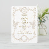 Vintage Elegant Floral Frame Wedding Invitation Einladung (Stehend Vorderseite)