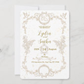 Vintage Elegant Floral Frame Wedding Invitation Einladung (Vorderseite)