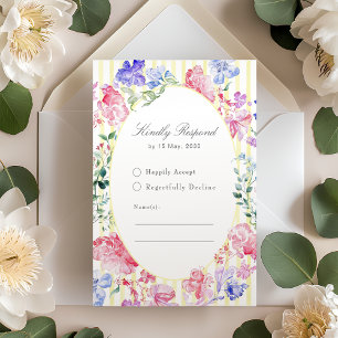 Vintage Elegant Floral Regency Wedding RSVP Karte