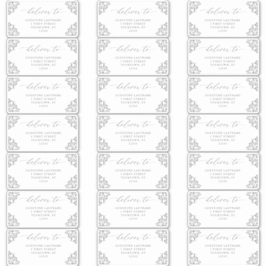 Vintage Elegant Gray Wedding Guest Address Labels (Vorderseite)