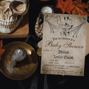 Vintage Elegant Gruselig, Halloween Baby Shower Einladung