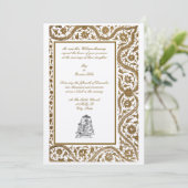 Vintage Elegant Indian Mughal 1608 Wedding Einladung (Stehend Vorderseite)