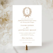 Vintage Elegant Leaf Wreath Monogram Wappen Weddin Einladung
