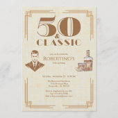 Vintage Elegant Men's Whiskey 50th Birthday Einladung (Vorderseite)