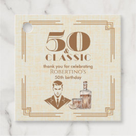 Vintage Elegant Men's Whiskey 50th Birthday Geschenkanhänger