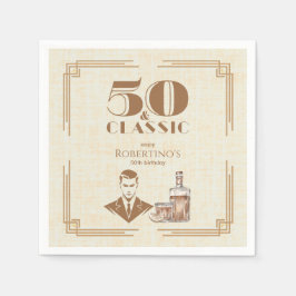 Vintage Elegant Men's Whiskey 50th Birthday Serviette
