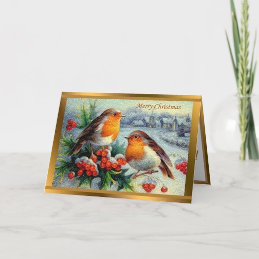 Vintage Elegant Merry Christmas Feiertagskarte (Vorderseite)