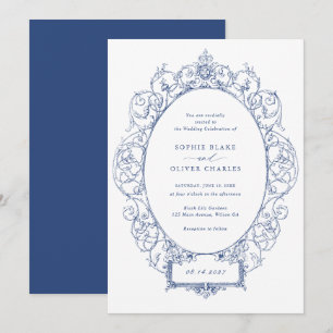 Vintage Elegant-Ornament-Bläserrahmen Hochzeit Einladung