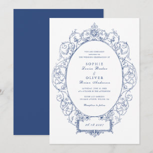 Vintage Elegant-Ornament-Bläserrahmen Hochzeit Einladung