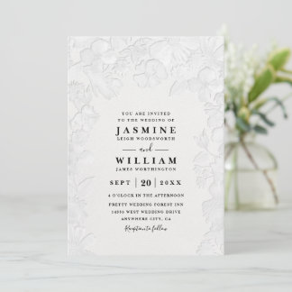 Vintage Elegant Ornate Embossing QR Code Wedding Einladung