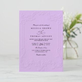 Vintage Elegant Ornate Embossing QR Code Wedding Einladung