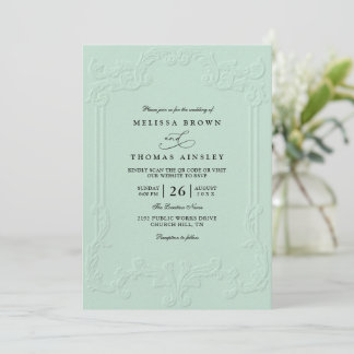 Vintage Elegant Ornate Embossing QR Code Wedding Einladung