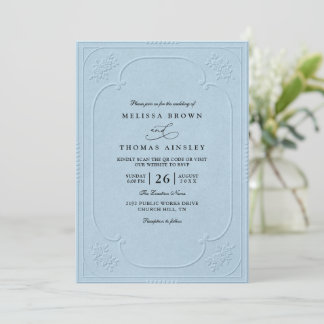 Vintage Elegant Ornate Embossing QR Code Wedding Einladung