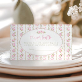 Vintage Elegant Pink Floral Diaper Raffle Begleitkarte