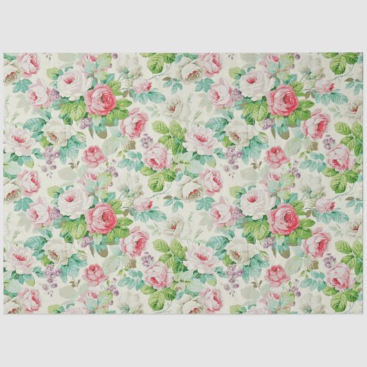 Vintage Elegant Popular Floral Rose Seidenpapier (Vorderseite)