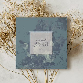 Vintage Elegant Rustic Teal Floral Bridal Shower Gästebuch