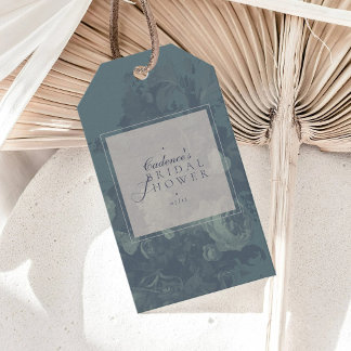 Vintage Elegant Rustic Teal Floral Bridal Shower Geschenkanhänger