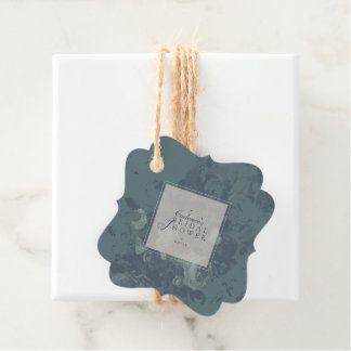 Vintage Elegant Rustic Teal Floral Bridal Shower Geschenkanhänger