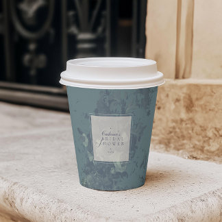 Vintage Elegant Rustic Teal Floral Bridal Shower Pappbecher