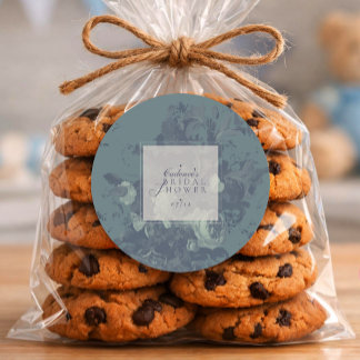 Vintage Elegant Rustic Teal Floral Bridal Shower Runder Aufkleber