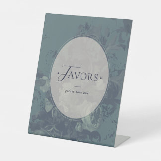 Vintage Elegant Rustic Teal Floral Bridal Shower Sockelschild