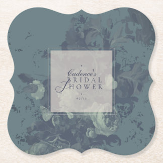 Vintage Elegant Rustic Teal Floral Bridal Shower Untersetzer