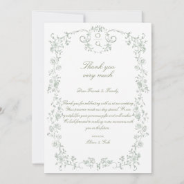 Vintage Elegant Sage Green French Floral Dankeskarte