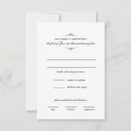 Vintage Elegant Schwarz und Weiß Traditionell RSVP Karte